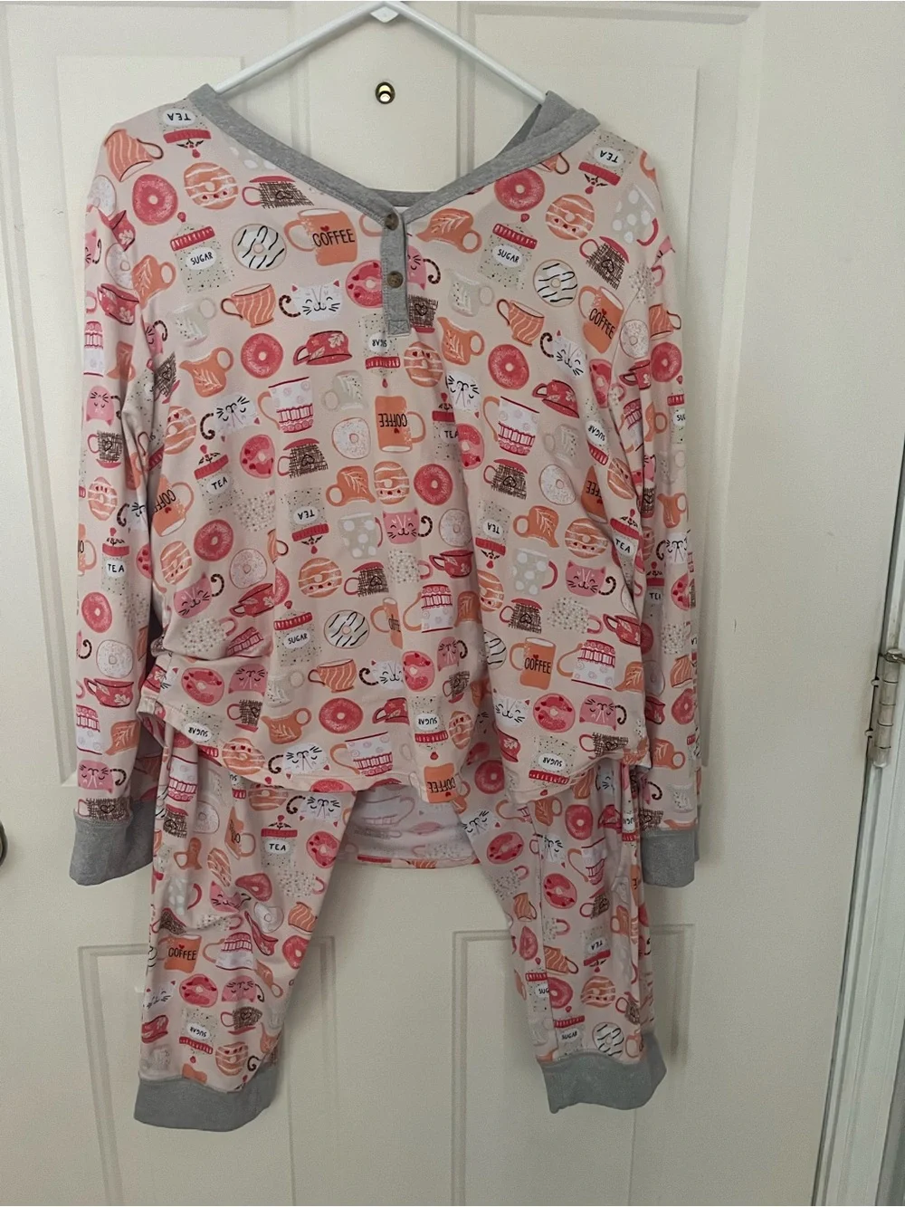 Cuddl Duds Cats,  Coffee Donuts Long Sleeve Pajama Set
